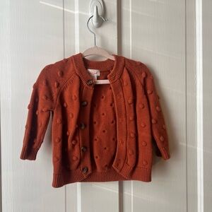 Baby Rust Orange Cardigan Sweater with bobbles